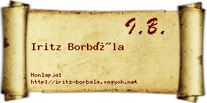 Iritz Borbála névjegykártya